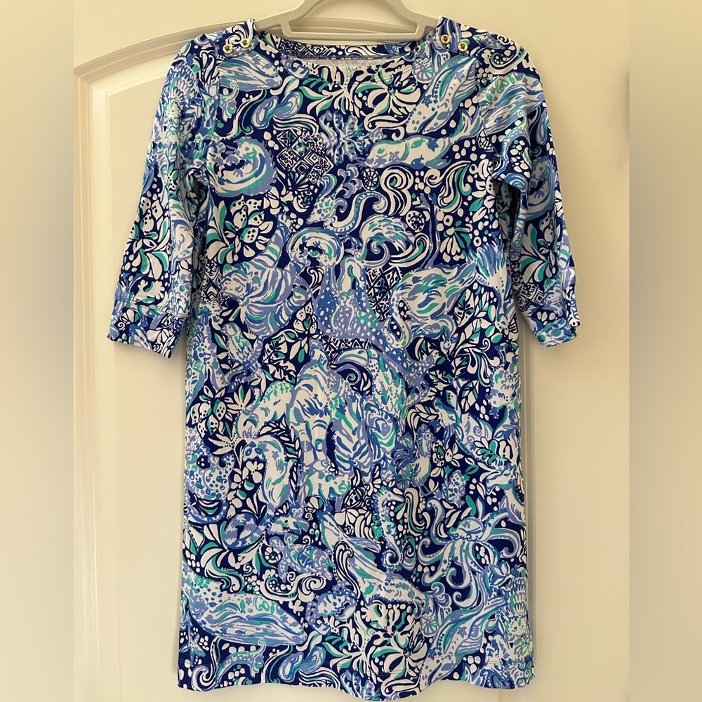 Lilly Pulitzer Blue and White Dress Girls xl 12-14